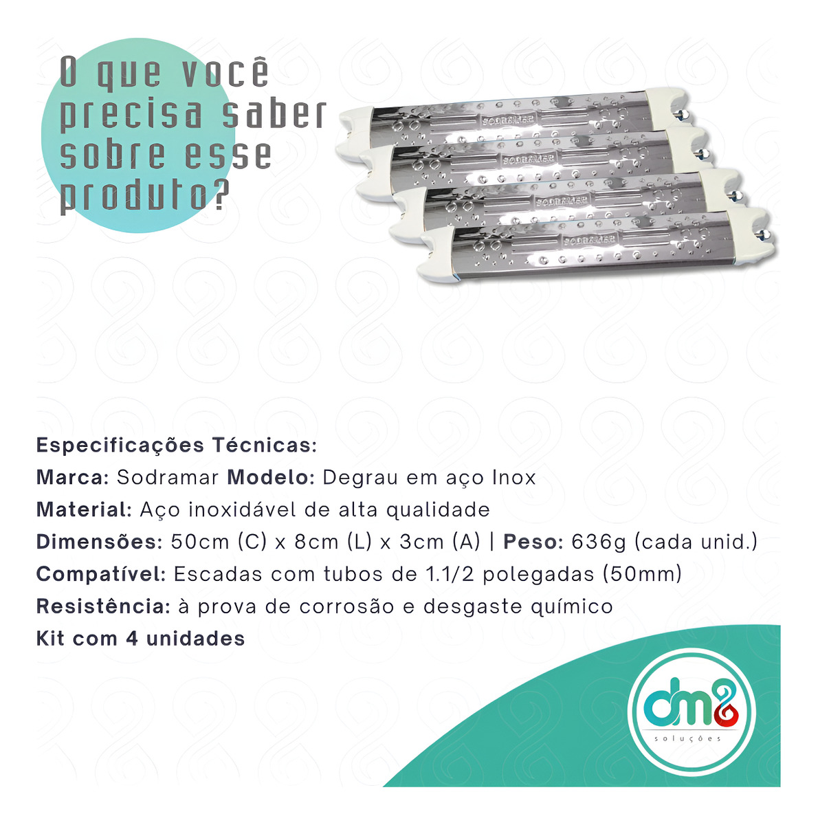 4x Degrau P/ Piscina Anatômico Para Escada Aço Inox Sodramar