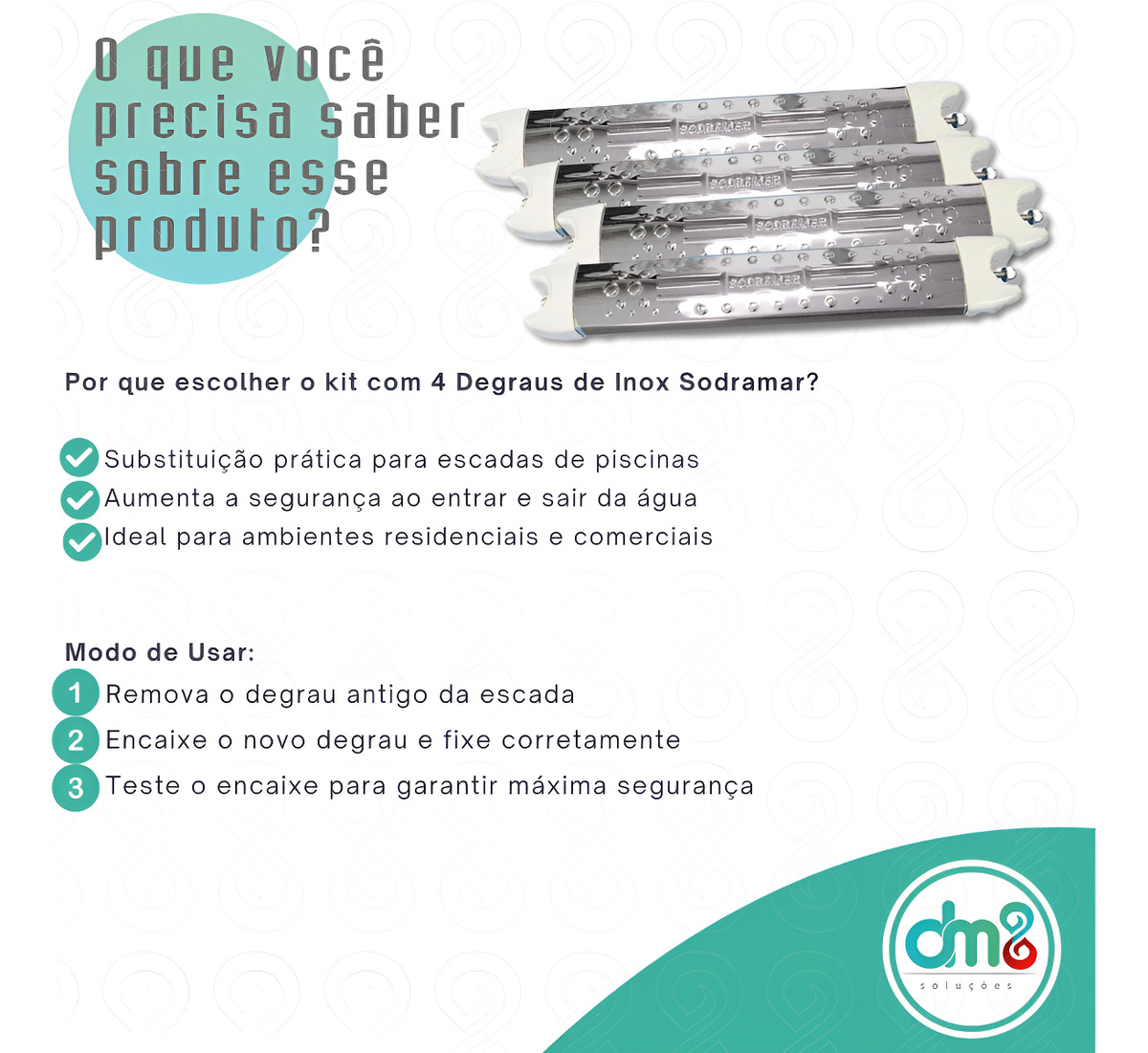 4x Degrau P/ Piscina Anatômico Para Escada Aço Inox Sodramar